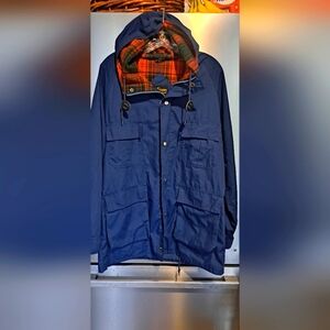 Vtg Shipton Plaid Lining Jacket Wind Breaker Blue Preppy Nautical Coastal Size M